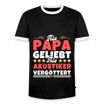 Als Papa geliebt, als Akustiker vergöttert - Männer Kontrast-T-Shirt - Schwarz/Weiß - Vorne - AI Model Female 172 light (172cm) & AI Model Male 178 light (178cm)