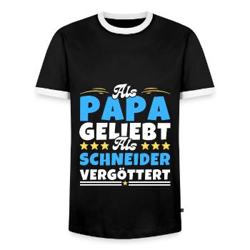 Als Papa geliebt, als Schneider vergöttert - Männer Kontrast-T-Shirt - Schwarz/Weiß - Vorne - AI Model Female 172 light (172cm) & AI Model Male 178 light (178cm)