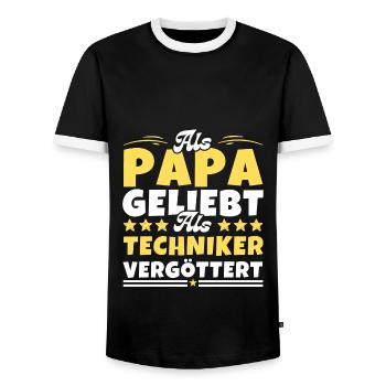 Als Papa geliebt, als Techniker vergöttert - Männer Kontrast-T-Shirt - Schwarz/Weiß - Vorne - AI Model Female 172 light (172cm) & AI Model Male 178 light (178cm)