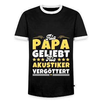 Als Papa geliebt, als Akustiker vergöttert - Männer Kontrast-T-Shirt - Schwarz/Weiß - Vorne - AI Model Female 172 light (172cm) & AI Model Male 178 light (178cm)