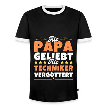 Als Papa geliebt, als Techniker vergöttert - Männer Kontrast-T-Shirt - Schwarz/Weiß - Vorne - AI Model Female 172 light (172cm) & AI Model Male 178 light (178cm)