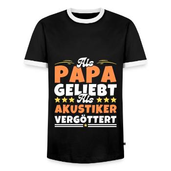 Als Papa geliebt, als Akustiker vergöttert - Männer Kontrast-T-Shirt - Schwarz/Weiß - Vorne - AI Model Female 172 light (172cm) & AI Model Male 178 light (178cm)
