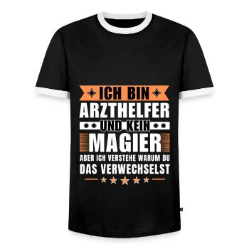 Ich bin Magier und kein Magier - Männer Kontrast-T-Shirt - Schwarz/Weiß - Vorne - AI Model Female 172 light (172cm) & AI Model Male 178 light (178cm)