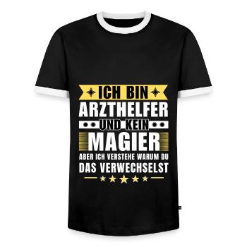 Ich bin Magier und kein Magier - Männer Kontrast-T-Shirt - Schwarz/Weiß - Vorne - AI Model Female 172 light (172cm) & AI Model Male 178 light (178cm)