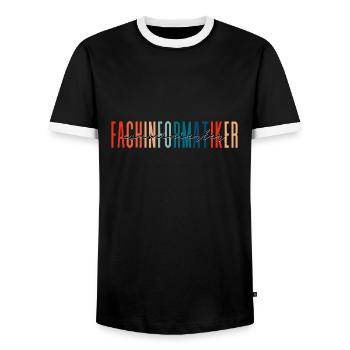 examinierter Fachinformatiker - buntes Design - Männer Kontrast-T-Shirt - Schwarz/Weiß - Vorne - AI Model Female 172 light (172cm) & AI Model Male 178 light (178cm)