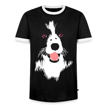 Gerichteter Hund - Männer Kontrast-T-Shirt - Schwarz/Weiß - Vorne - AI Model Female 172 light (172cm) & AI Model Male 178 light (178cm)