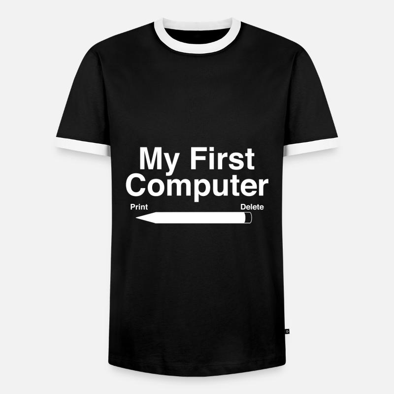 My First Computer - Men's Ringer Shirt - black/white