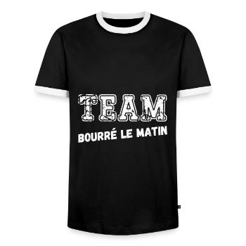 team bourré le matin - T-shirt contrasté Homme - noir/blanc - Devant - AI Model Female 172 light (172cm) & AI Model Male 178 light (178cm)