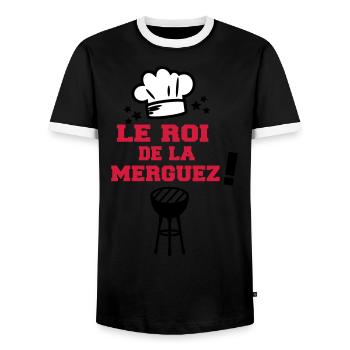 roi de la merguez - T-shirt contrasté Homme - noir/blanc - Devant - AI Model Female 172 light (172cm) & AI Model Male 178 light (178cm)