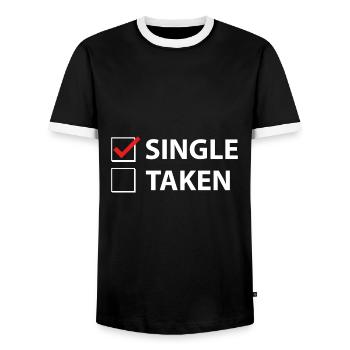 Single Taken - Men's Ringer Shirt - black/white - Front - AI Model Female 172 light (172cm) & AI Model Male 178 light (178cm)