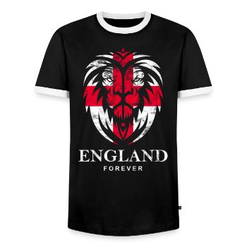 ENGLAND LION HEAD VINTAGE - Männer Kontrast-T-Shirt - Schwarz/Weiß - Vorne - AI Model Female 172 light (172cm) & AI Model Male 178 light (178cm)