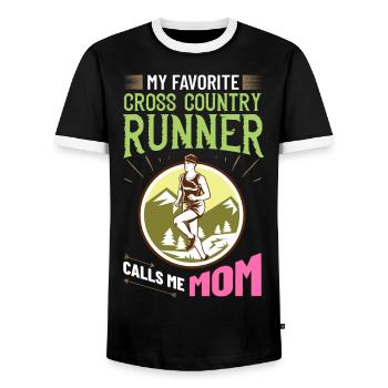 Cross Country Running Crosslauf Geländelauf Laufen - T-shirt contrasté Homme - noir/blanc - Devant - AI Model Female 172 light (172cm) & AI Model Male 178 light (178cm)