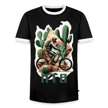 MTB Bike - Men's Ringer Shirt - black/white - Front - AI Model Female 172 light (172cm) & AI Model Male 178 light (178cm)