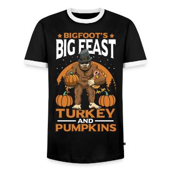 Family celebration at harvest time - Men's Ringer Shirt - black/white - Front - AI Model Female 172 light (172cm) & AI Model Male 178 light (178cm)