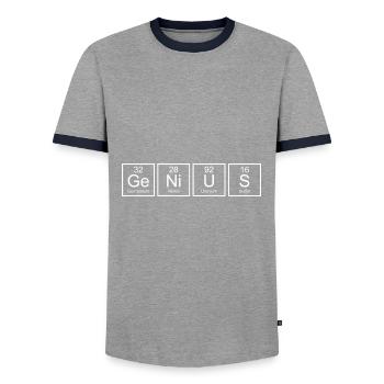 Éléments périodiques de génie - T-shirt contrasté Homme - gris/marine  - Devant - AI Model Female 172 light (172cm) & AI Model Male 178 light (178cm)