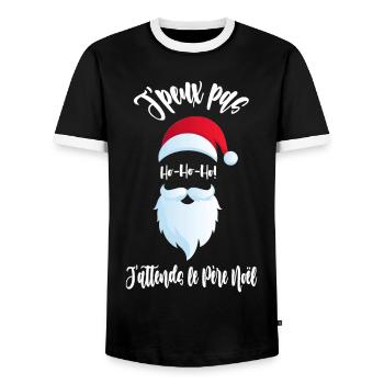 t shirt de noël j'peux pas j'attends le père - T-shirt contrasté Homme - noir/blanc - Devant - AI Model Female 172 light (172cm) & AI Model Male 178 light (178cm)
