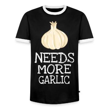 Needs More Garlic Gift Cook Cook - Men's Ringer Shirt - black/white - Front - AI Model Female 172 light (172cm) & AI Model Male 178 light (178cm)