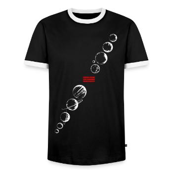 space car lands on mars - Men's Ringer Shirt - black/white - Front - AI Model Female 172 light (172cm) & AI Model Male 178 light (178cm)