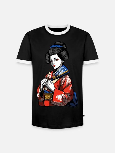 Japan Geisha - Männer Kontrast-T-Shirt - Schwarz/Weiß