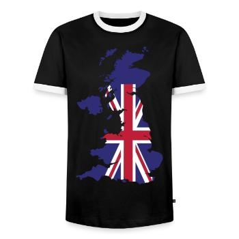 Großbritannien - Männer Kontrast-T-Shirt - Schwarz/Weiß - Vorne - AI Model Female 172 light (172cm) & AI Model Male 178 light (178cm)