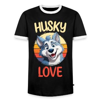 Husky Liebe Hund Schlittenhund Hunderasse Winter - Männer Kontrast-T-Shirt - Schwarz/Weiß - Vorne - AI Model Female 172 light (172cm) & AI Model Male 178 light (178cm)