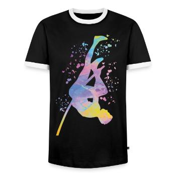 Pole Vaulter Kids Pole Vault - Men's Ringer Shirt - black/white - Front - AI Model Female 172 light (172cm) & AI Model Male 178 light (178cm)