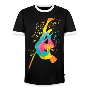 Pole Vaulter Kids Pole Vault - Men's Ringer Shirt - black/white - Front - AI Model Female 172 light (172cm) & AI Model Male 178 light (178cm)