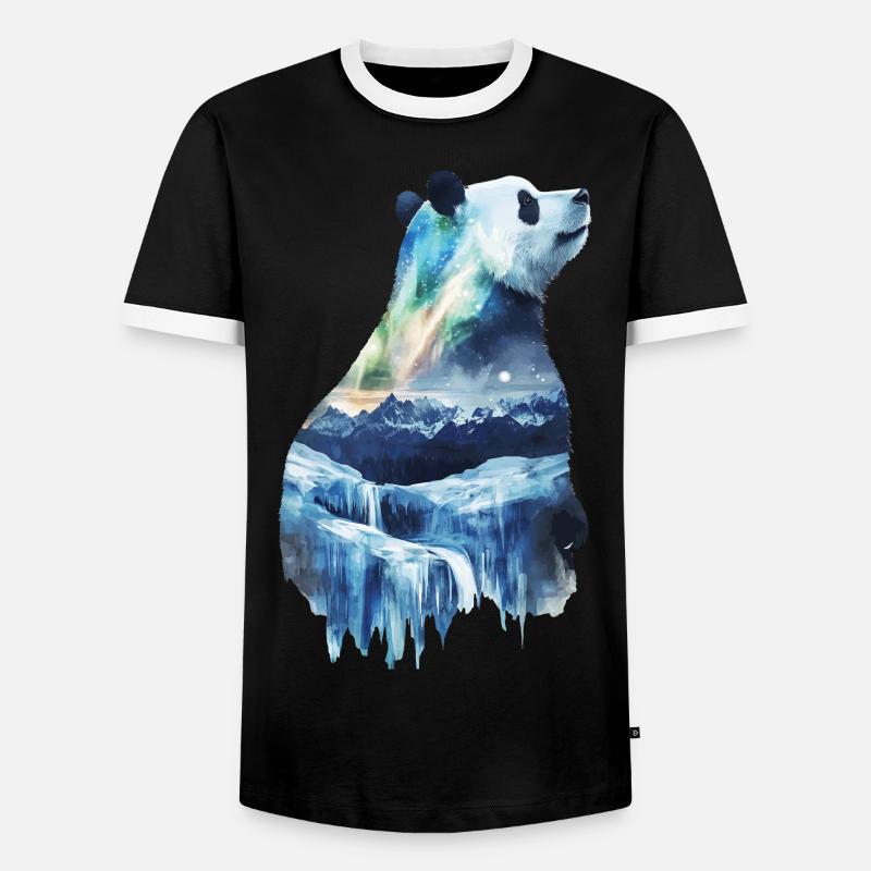 Panda - Männer Kontrast-T-Shirt - Schwarz/Weiß