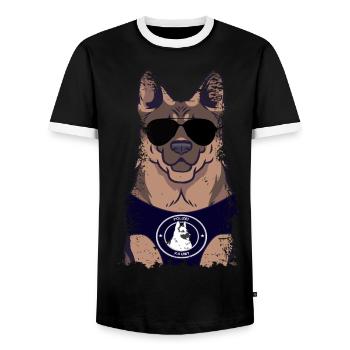 Police Dog German Shepherd - Men's Ringer Shirt - black/white - Front - AI Model Female 172 light (172cm) & AI Model Male 178 light (178cm)