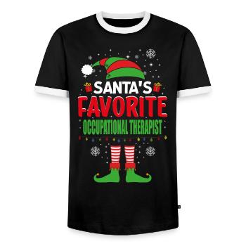 Santa's Favorite Occupational Therapist Elf - Männer Kontrast-T-Shirt - Schwarz/Weiß - Vorne - AI Model Female 172 light (172cm) & AI Model Male 178 light (178cm)