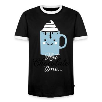 i love heiße schokolade sprüche für weihnachten - Männer Kontrast-T-Shirt - Schwarz/Weiß - Vorne - AI Model Female 172 light (172cm) & AI Model Male 178 light (178cm)