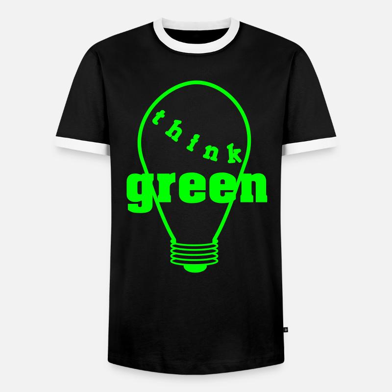 Think Green! einfarbig - Männer Kontrast-T-Shirt - Schwarz/Weiß