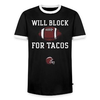 Will Block For Tacos - Football - Männer Kontrast-T-Shirt - Schwarz/Weiß - Vorne - AI Model Female 172 light (172cm) & AI Model Male 178 light (178cm)