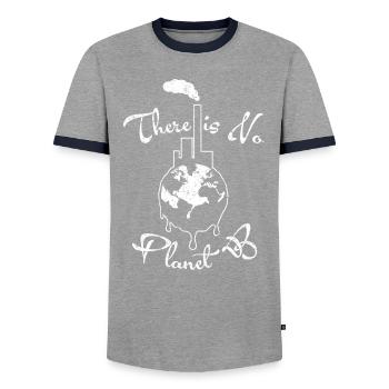 No Planet B - Umweltverschmutzung - Earth Day-Erde - Men's Ringer Shirt - grey/navy  - Front - AI Model Female 172 light (172cm) & AI Model Male 178 light (178cm)