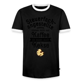 Steuerfachangestellte Trinken Nicht Nur Kaffee... - Männer Kontrast-T-Shirt - Schwarz/Weiß - Vorne - AI Model Female 172 light (172cm) & AI Model Male 178 light (178cm)