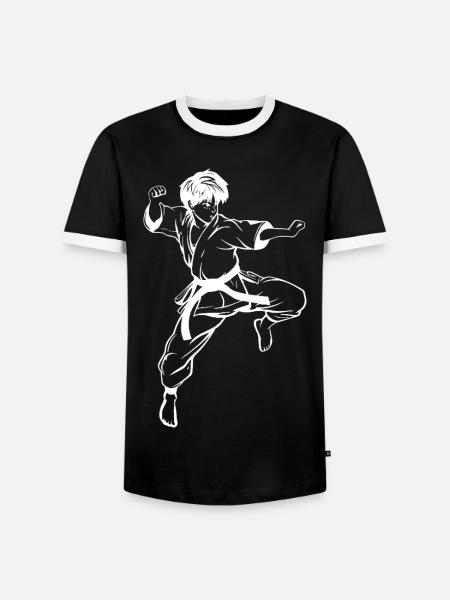 Karate Boy Sketch - Men's Ringer Shirt - black/white