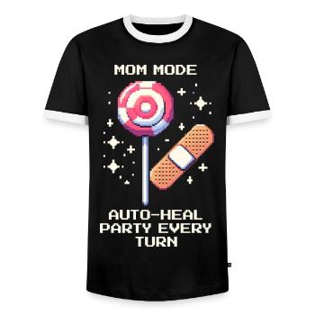 Mode maman : guérison automatique à chaque tour | Parents - T-shirt contrasté Homme - noir/blanc - Devant - AI Model Female 172 light (172cm) & AI Model Male 178 light (178cm)