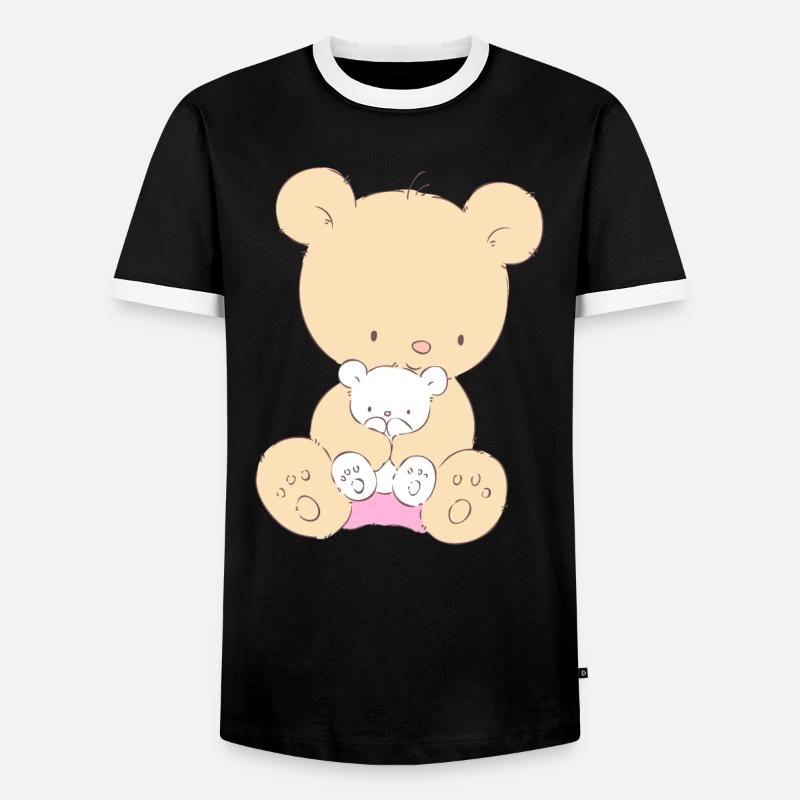 Bear with Teddy Bear - Men's Ringer Shirt - black/white