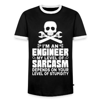 Engineer Sarcasm - Men's Ringer Shirt - black/white - Front - AI Model Female 172 light (172cm) & AI Model Male 178 light (178cm)