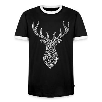 geometric stag - Men's Ringer Shirt - black/white - Front - AI Model Female 172 light (172cm) & AI Model Male 178 light (178cm)