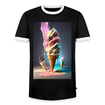 Eis Eiswaffel süßes essen Food Foodie Love Ice - Männer Kontrast-T-Shirt - Schwarz/Weiß - Vorne - AI Model Female 172 light (172cm) & AI Model Male 178 light (178cm)