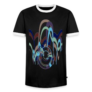 Résumé n° 56 - T-shirt contrasté Homme - noir/blanc - Devant - AI Model Female 172 light (172cm) & AI Model Male 178 light (178cm)