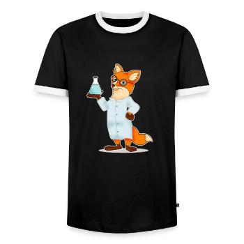 Fuchs comic Wissenschaftler Chemie Biologie - Männer Kontrast-T-Shirt - Schwarz/Weiß - Vorne - AI Model Female 172 light (172cm) & AI Model Male 178 light (178cm)