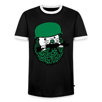 visage riant enfant de bande dessinée comique drôl - T-shirt contrasté Homme - noir/blanc - Devant - AI Model Female 172 light (172cm) & AI Model Male 178 light (178cm)