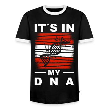 Austria Flag Austria Austrian Flag AT - Men's Ringer Shirt - black/white - Front - AI Model Female 172 light (172cm) & AI Model Male 178 light (178cm)