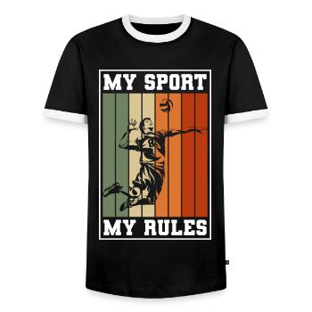 Équipe Sport Volley Block - T-shirt contrasté Homme - noir/blanc - Devant - AI Model Female 172 light (172cm) & AI Model Male 178 light (178cm)