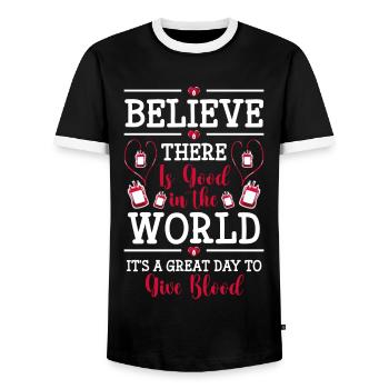 Blutspende Hilfe Retter - Männer Kontrast-T-Shirt - Schwarz/Weiß - Vorne - AI Model Female 172 light (172cm) & AI Model Male 178 light (178cm)