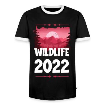 Wildlife 2022 - Men's Ringer Shirt - black/white - Front - AI Model Female 172 light (172cm) & AI Model Male 178 light (178cm)