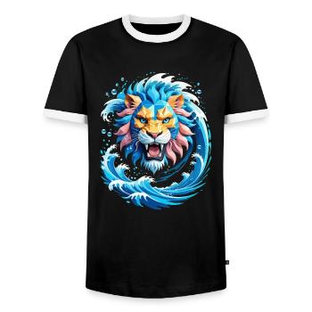 , König der Wellen - Männer Kontrast-T-Shirt - Schwarz/Weiß - Vorne - AI Model Female 172 light (172cm) & AI Model Male 178 light (178cm)
