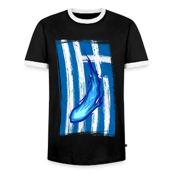 Greece Magic Drapeau Grec - T-shirt contrasté Homme - noir/blanc - Devant - AI Model Female 172 light (172cm) & AI Model Male 178 light (178cm)